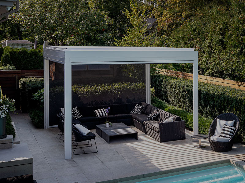 White Manual Aluminum Louvered Pergola