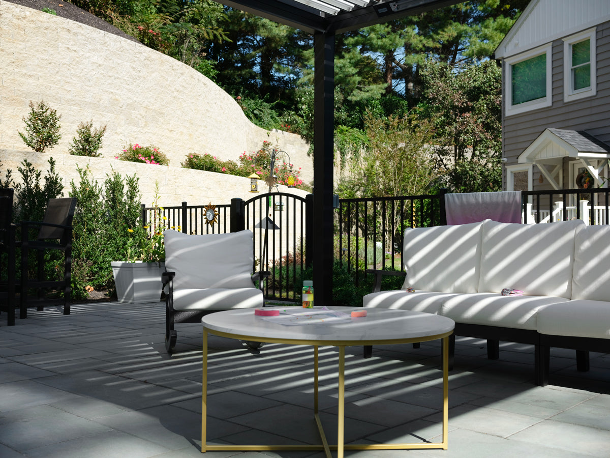 Terra Summer Large Louvered Pergola in Centerport, New York