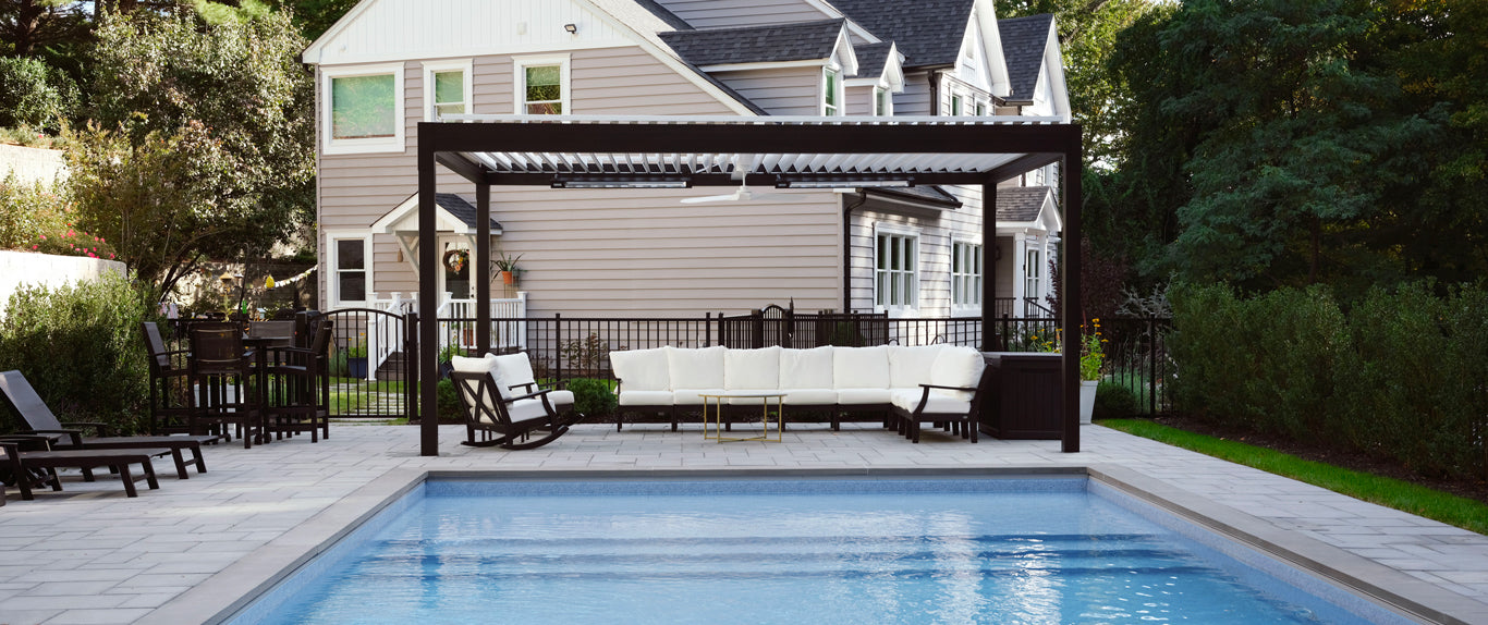 Terra Summer Large Louvered Pergola in Centerport, New York
