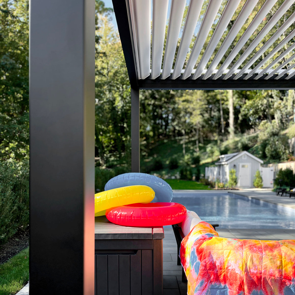 Terra Summer Large Louvered Pergola in Centerport, New York