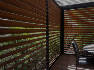 Inside View of Louvered Pergola Shutters