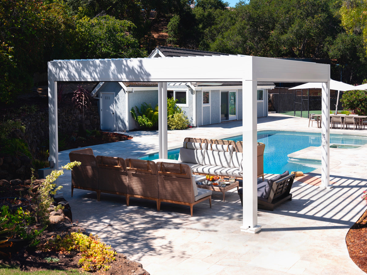 Terra Summer Large Motorized Louvered Pergola in Los Altos Hills, California