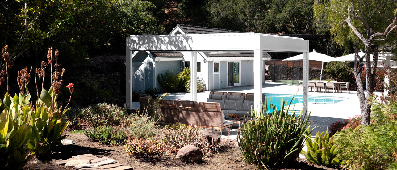 Terra Summer Large Motorized Louvered Pergola in Los Altos Hills, California